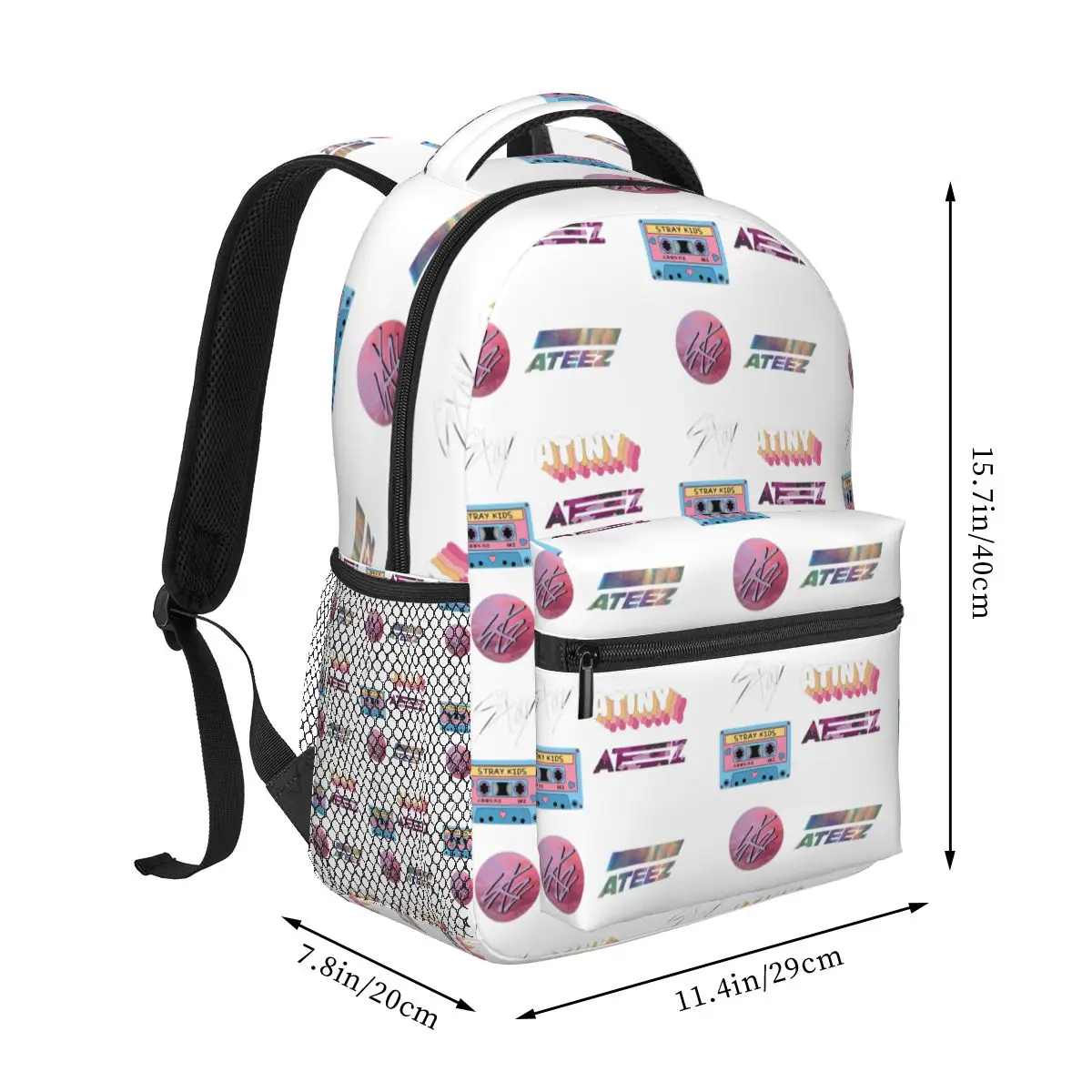 Stray Kids Ateez Staytiny Kpop Backpacks Boys Girls Bookbag Students School Bags Cartoon Kids Rucksack Shoulder Bag