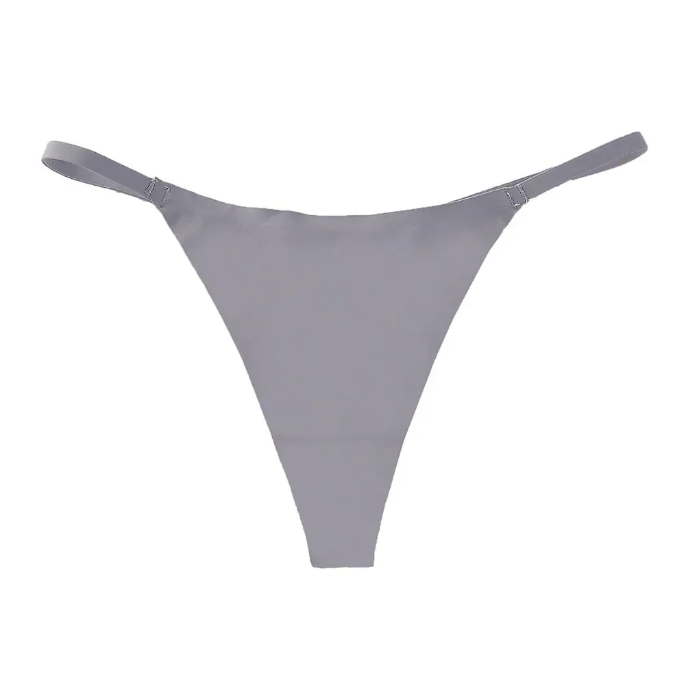 New Women Ice Silk Thin-Strap Foreign Trade Seamless Underpants Quick-Drying Low-Waist Briefs Quick Drying Solid Female G-string