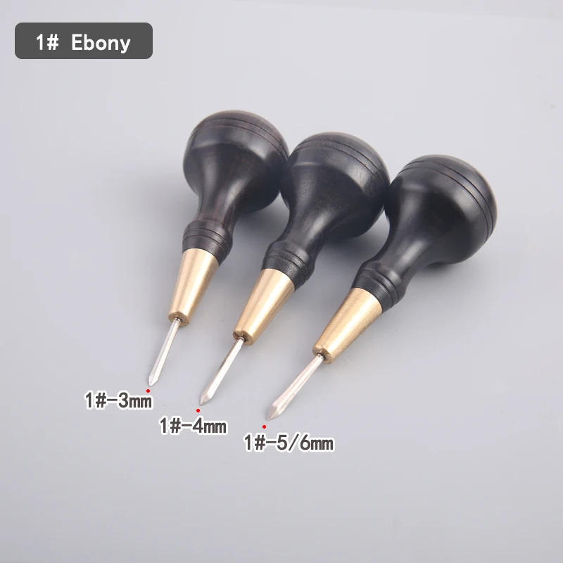 DIY Leather Awl Sewing Stitching Tool punch needle Ebnoy Wood Leather Single Diamond Cutting And Punching With an Awl 3/4/5-6mm