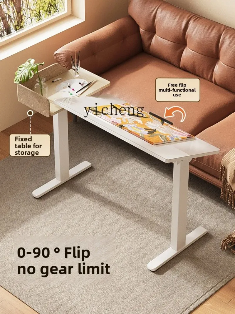 D21 Automatic Electric Lifting Table Folding Desk Tempered Glass Painting Calligraphy Table