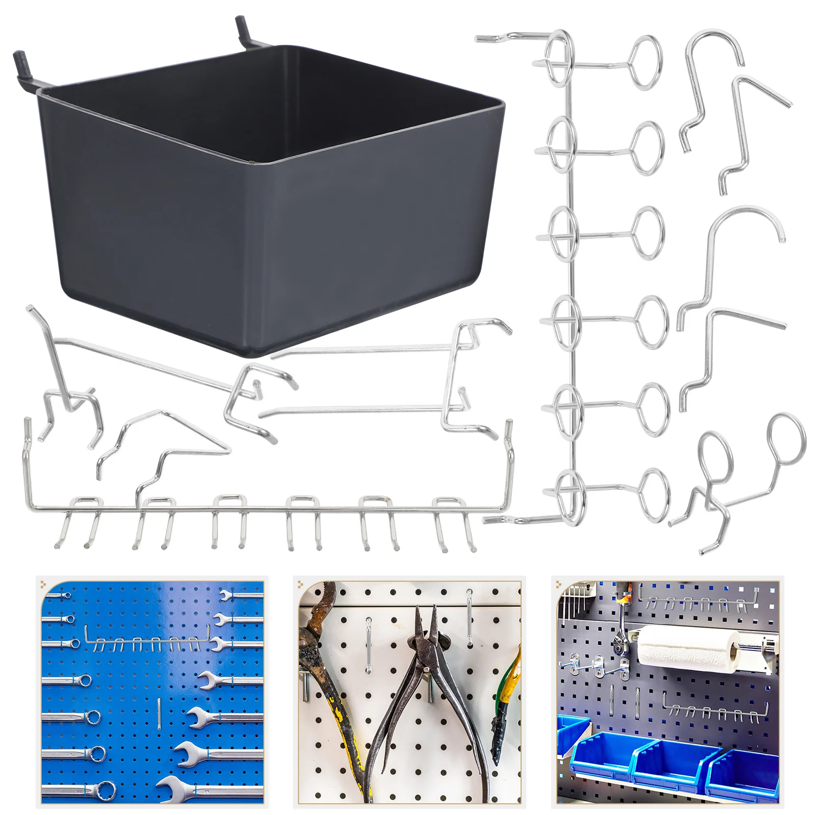 

80Pcs Pegboard Hooks Organizer Set Multi Functional Pegboard Accessories Garage Workshop Tool Storage Bins Kit Tool Holder
