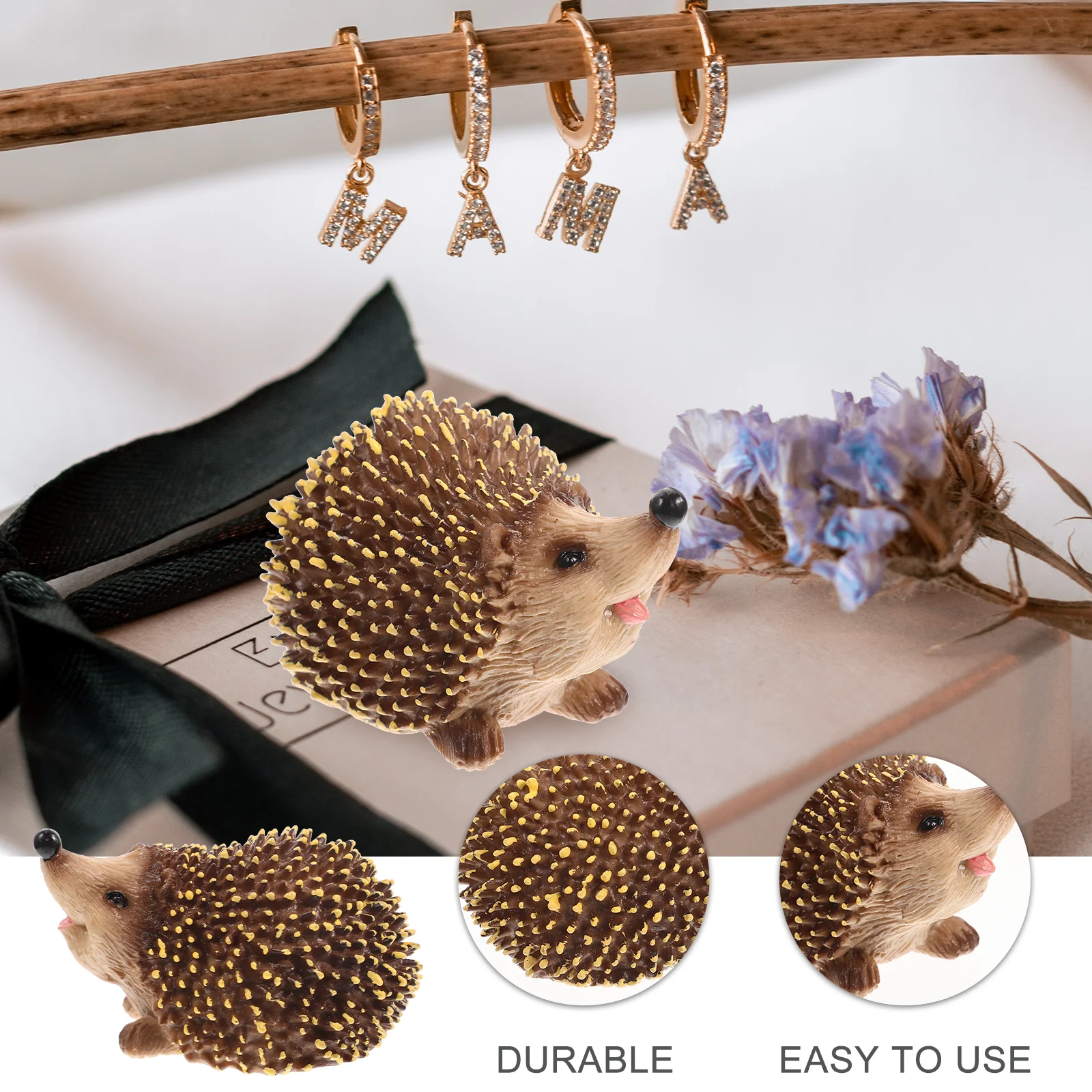 

Hedgehog Statue on The Miniature Garden Ornament Figurines Toy Stylish Micro Landscape Ornaments Plastic Decorations