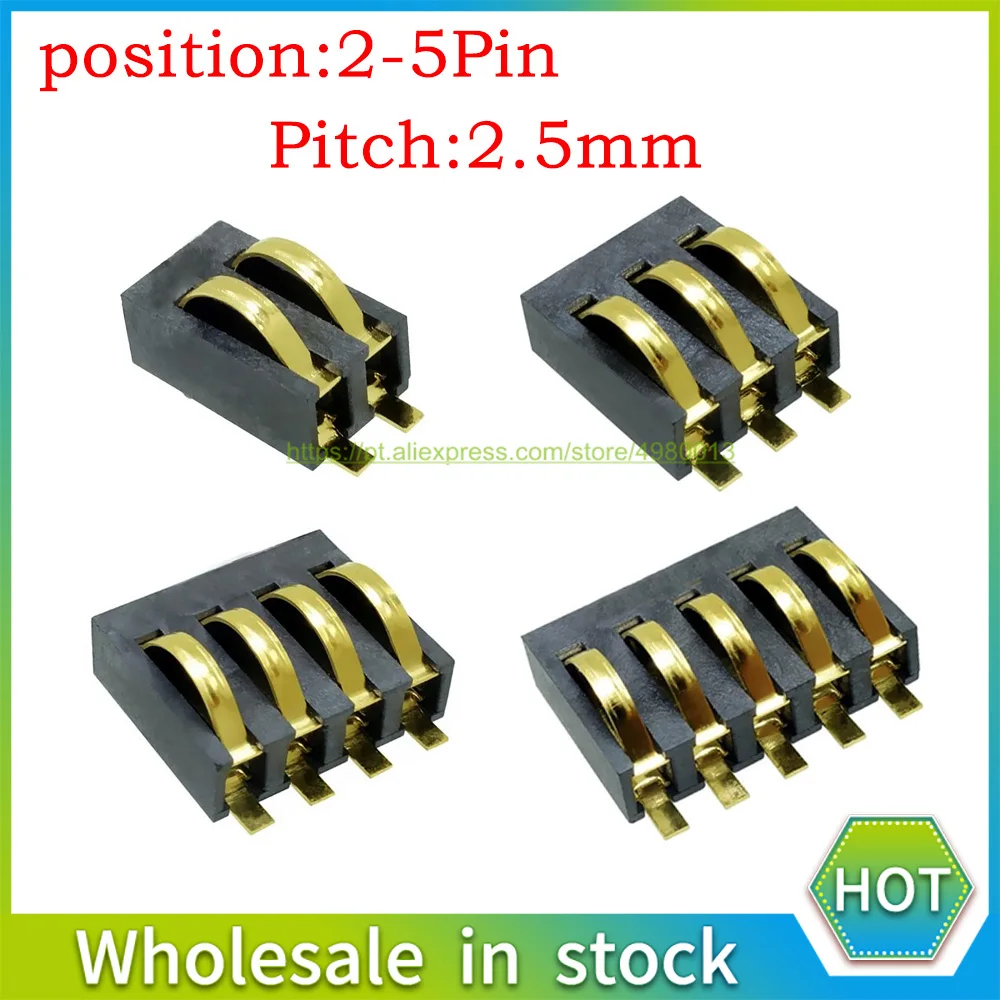 2,3,4,5,6,7,8 Pins Spring Charging Connector 2.5MM Pitch Thickness 3.0MM Male Plug 5 Piece