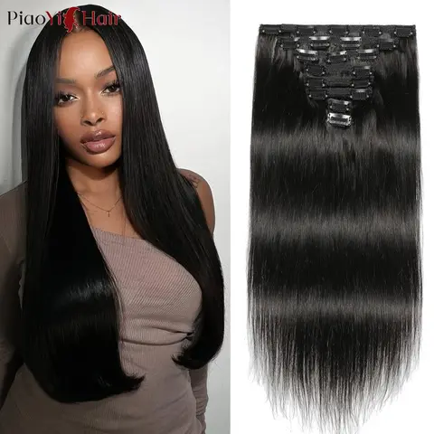 Clip Estensioni Dei Capelli Umani per Le Donne Brasiliano Lisci Capelli Remy Clip Senza Soluzione di Continuità in Capelli Umani 100% Capelli Umani 8 pz/set 120g