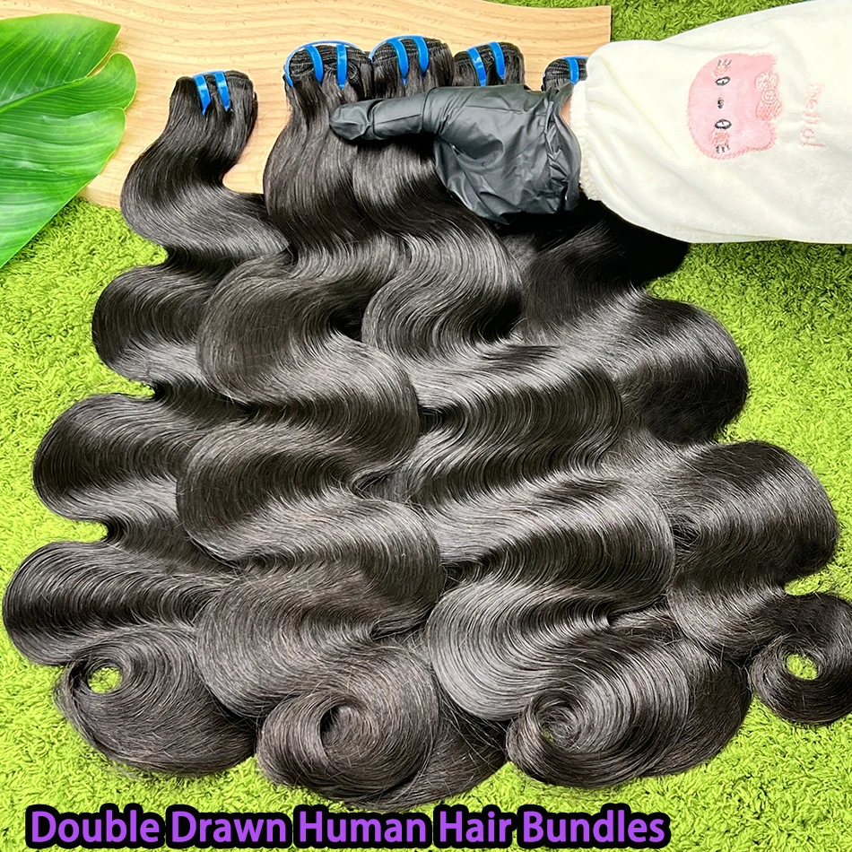 

Наборы волос из натурального человеческого волоса 18A Double Drawn Body Wave # Натуральные вьетнамские волосы 1B, двойная прядь, 100% натуральные, необработанные, для наращивания