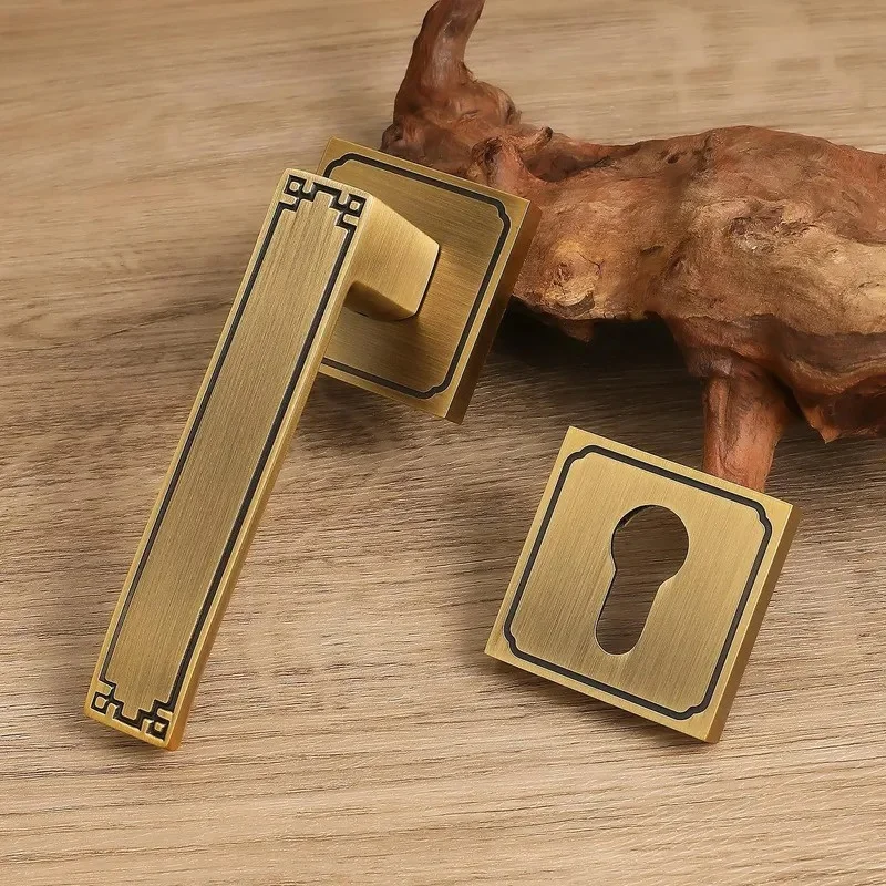 American Light Luxury Indoor Bedroom Pure Copper Door Lock Universal High End Office Room Lock Set