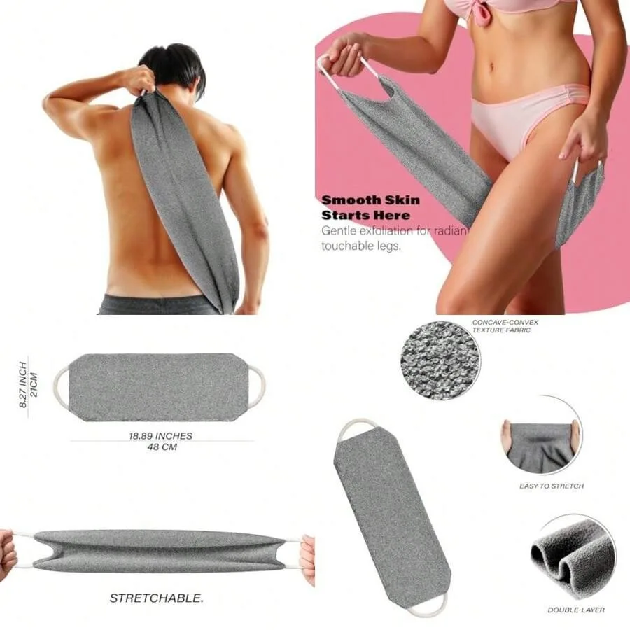 

2026-New-Exfoliating Back Scrubber For Shower With Handles Double-Sided Body Scrub Towel Stretchable Extra Long Deep Cleaning B