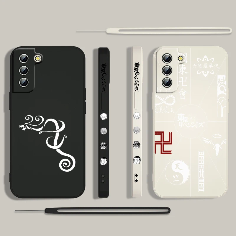 Tokyo Revengers Logo Phone Case For Samsung Galaxy S24 S23 S22 S21 S20 Pro FE Plus Ultra Liquid Left Rope Cover