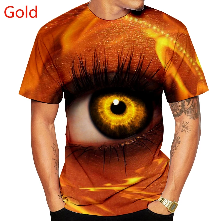 Men Causal Short Sleeve Eye Paint 3d Print Graphic Tee Shirts O-Neck Plus Size Tshirts Tops Fashion Cute Funny Blouse Shirts