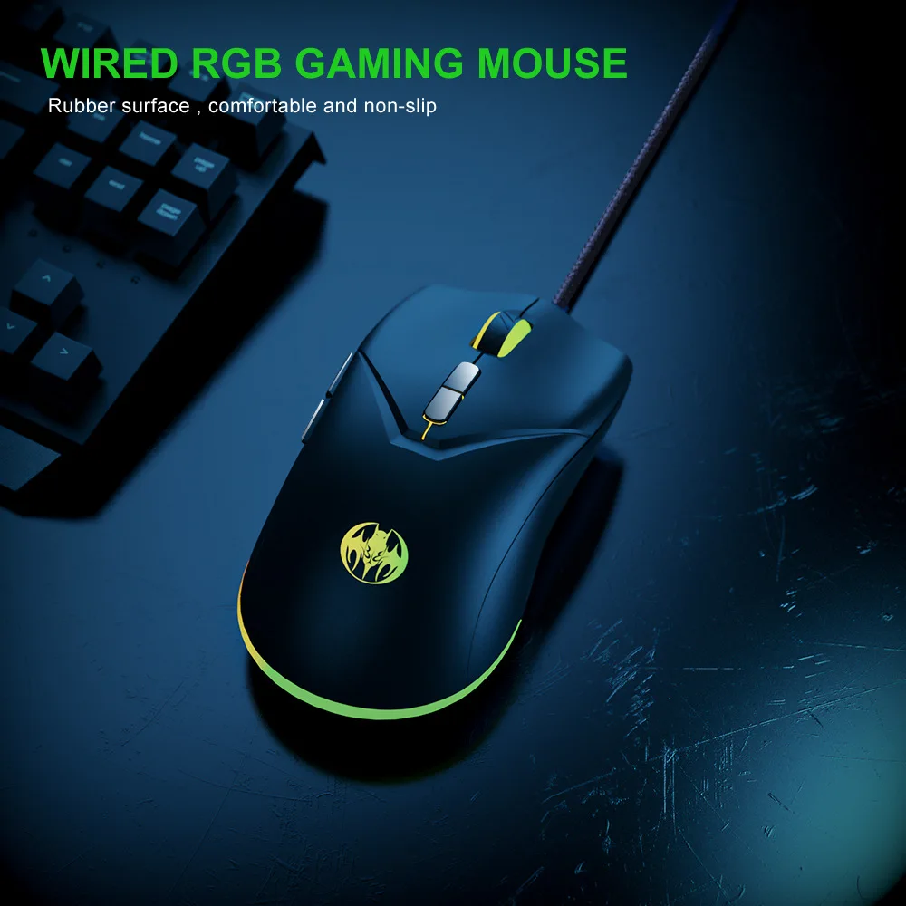 

Wired Game Mouse Highest 7200 DPI Adjustable RGB Light Effects Plug And Play Big Mause Play Game System Compatible Office Use