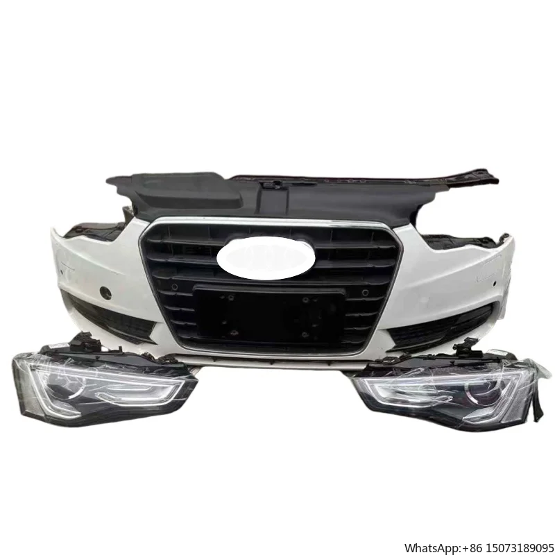 

A5 Front Bumper Assembly Sport Version A5L Bolt-On Electronic Fan Grille Radiator Surrounds Fog Light Cut-Outs Black