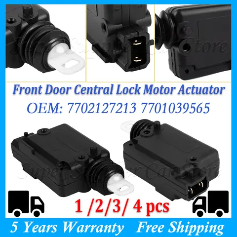 1/2/3/4 adet ön kapı merkezi kilit motoru aktüatör aksesuarları 2 pins 7702127213 7701039565 Renault Scenic Megane Clio I II 19