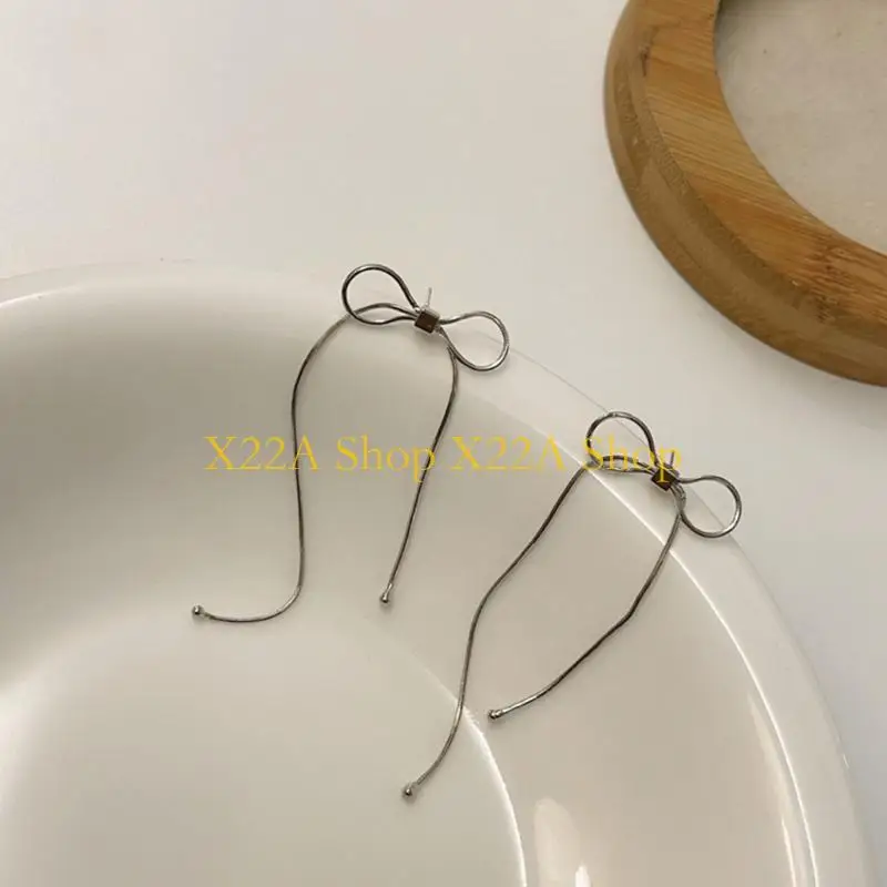 

Уникальные модные серьги-капли с кисточками и бантом для женщин и девочек, корейские серьги-гвоздики со змеиной цепочкой и