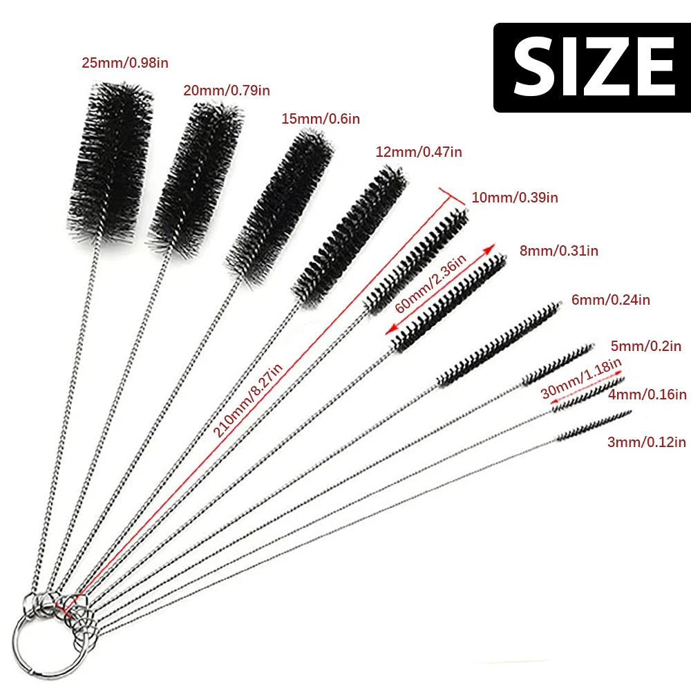 10PCS Cleaning Brush Set Multifunctional Detail Nylon Brushes for Straw/Lab Tube/Sippy Cup/Pipe/Keyboard/Spray Gun/Tool Cleaning