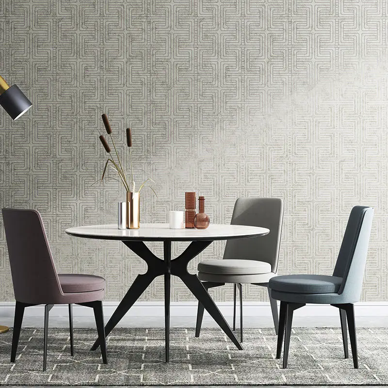 Modern Grey Geometry Lattice Wallpaper for Bedroom Living Room Home Plaid Grid Decor Wall Paper Light Luxury