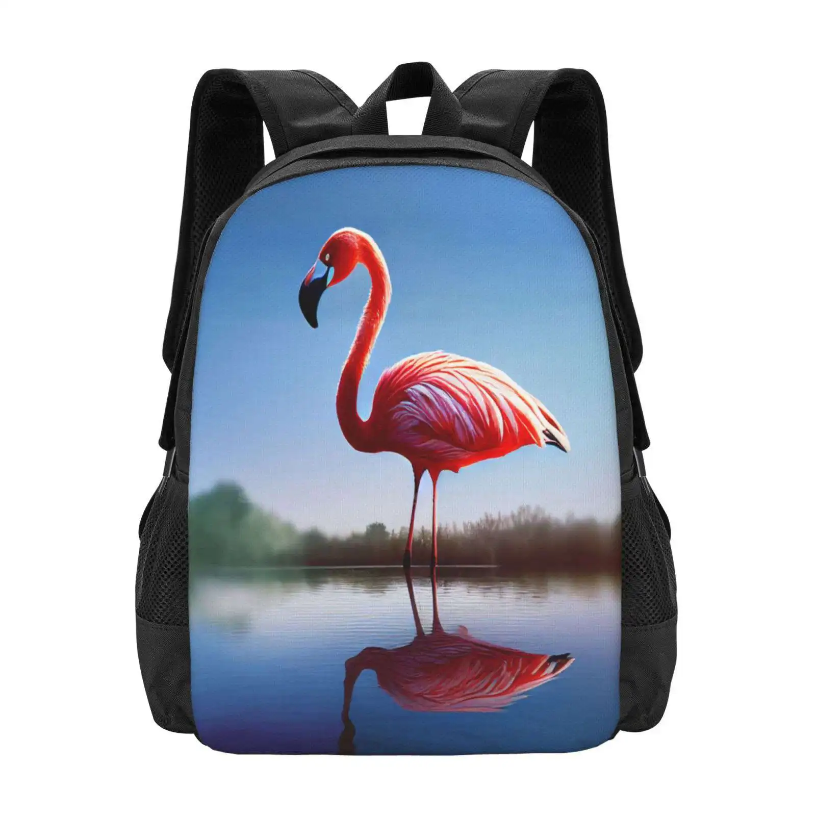 

Flamingo Reflection Hot Sale Backpack Fashion Bags Flamingoes For Women Birds Pink Funky Flamingo Flamingo Reflection Flamingo