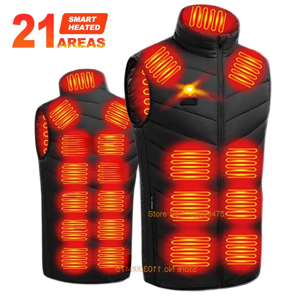 

Heat Vest 2-21 Areas Heated Jacket Men Women Keep Warm Heated Coats Self Heated USB Rechargeable Camping Skiing Jackets Washed