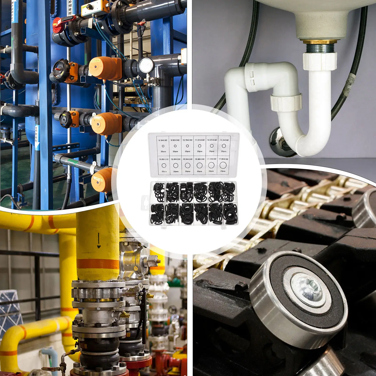 

Набор из 300 уплотнительных колец (O-рингов) из резины: прочные, коррозионностойкие, для клапанов, насосов, водного оборудования