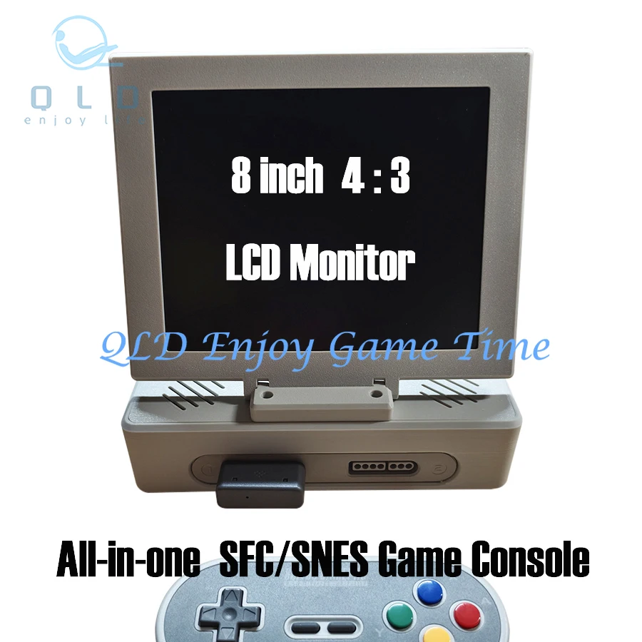 All-in-one SFC / SNES Game Console, New DIY 3D Print, with 8 Inch 4:3 LCD Monitor, built-in speakers, Support Dual-screen Mode