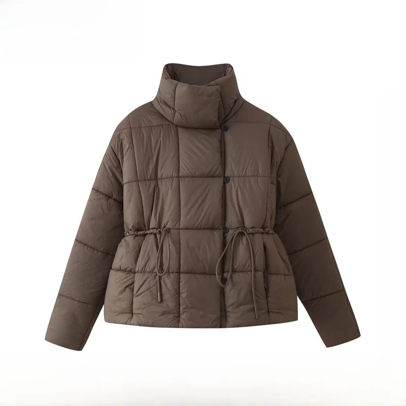 

Faionable ort Cotton Jaet Women's Autumn Winter New Arrival Waist-Cinching Belted Quilted Cotton Coat Straight Cut Comm...