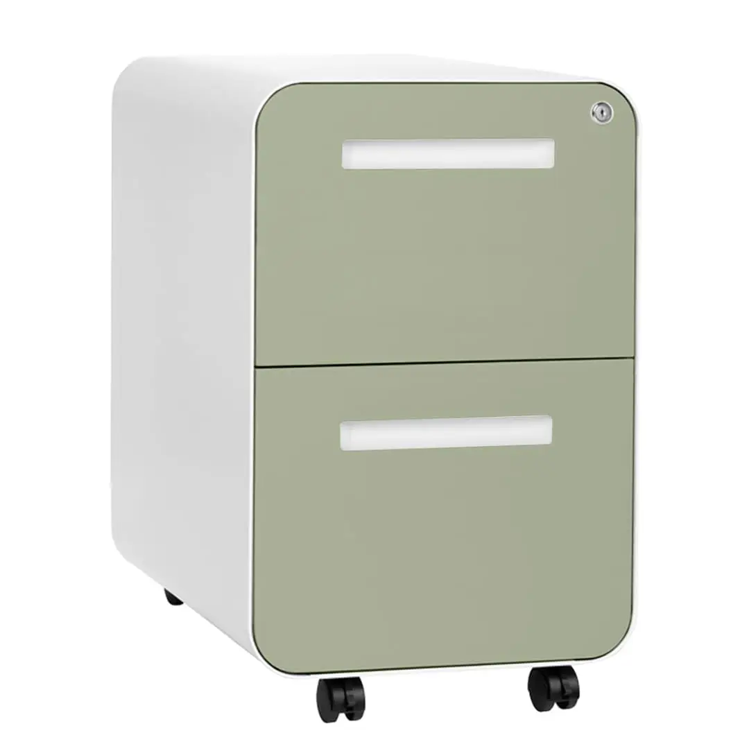 2 Drawer Metal File Cabinet with Lock, Under Desk Mobile Filing for Legal/Letter Folders, Wheels & Feet, Customized