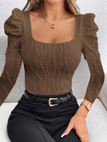 Camiseta informal elegante para mujer, camiseta holgada a la moda, camiseta de manga larga con temperamento para mujer, fin de semana de vacaciones