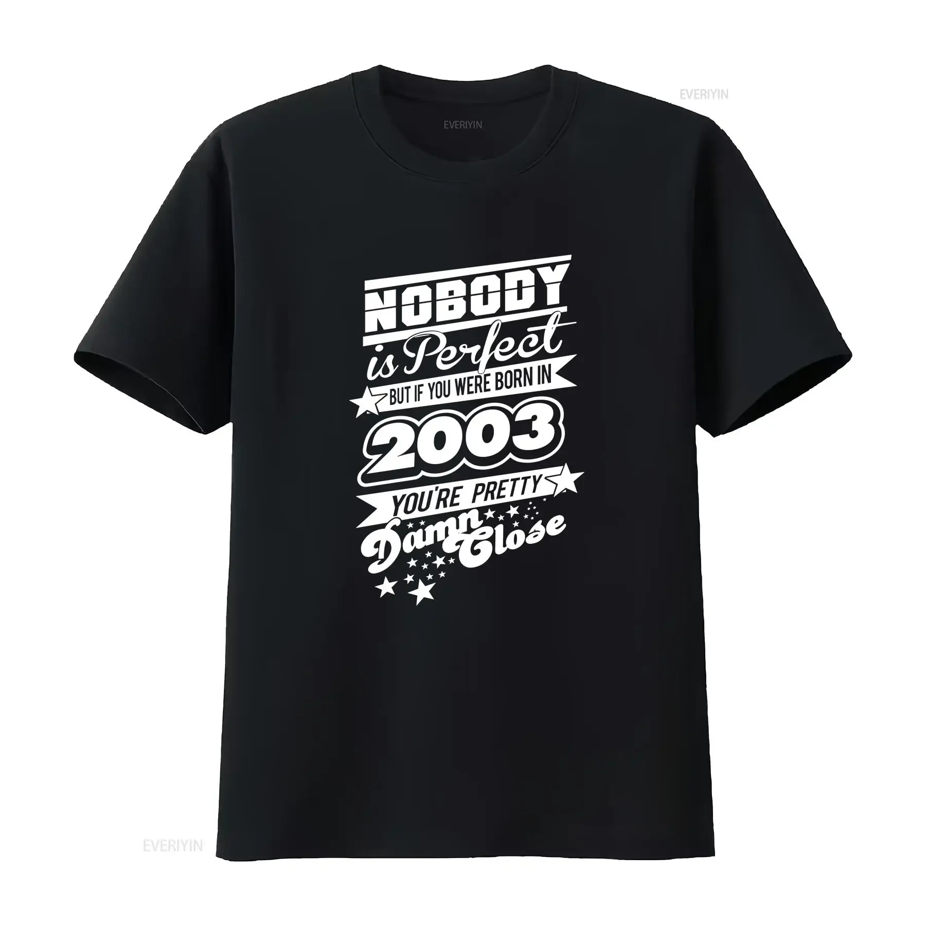Nobody Is Perfect Born in 2003 Mens Funny T Shirt Many Colours vintage Washed Breathable Top For Everyday Wear Casual Unisex