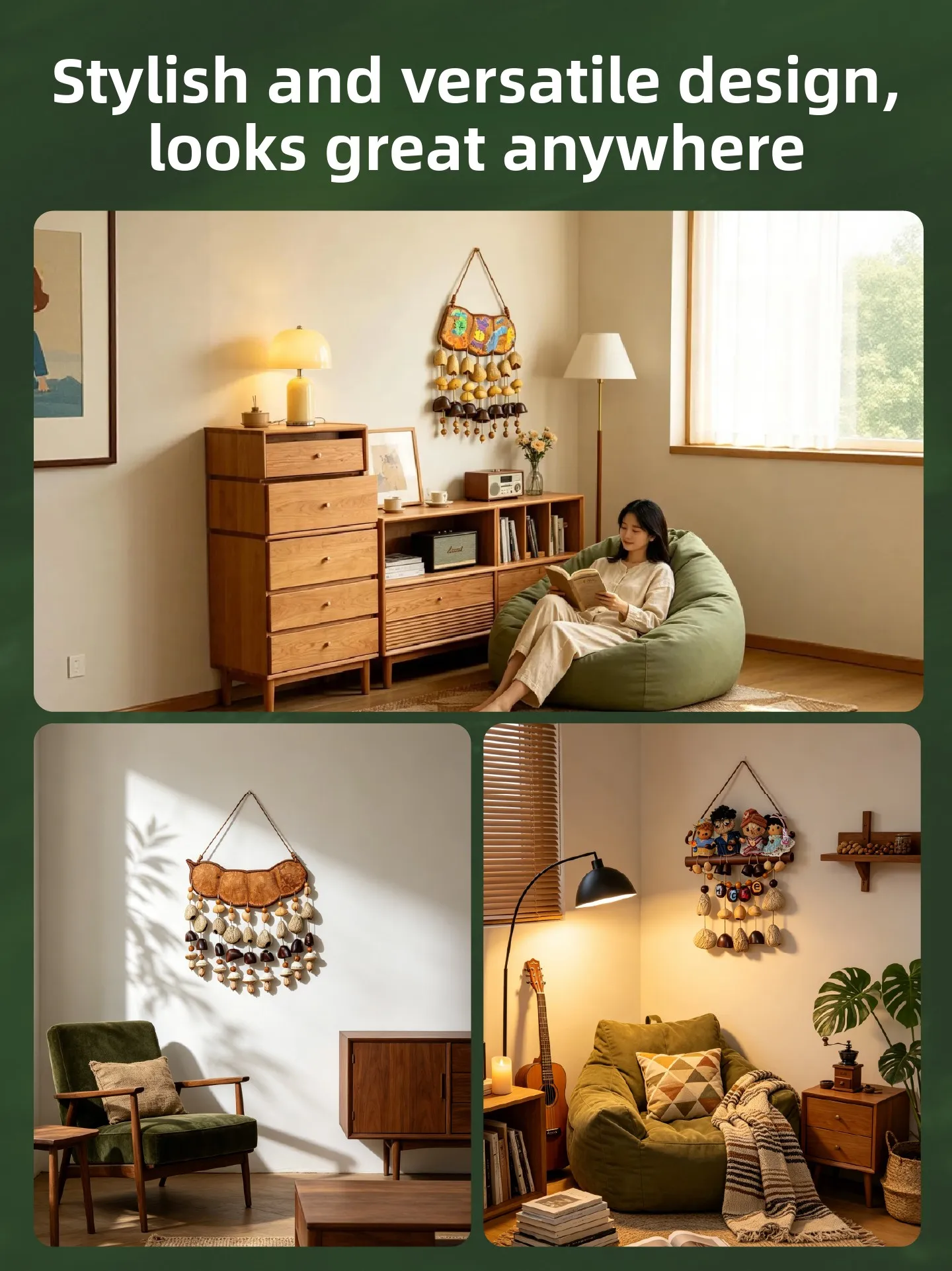 Healing Forest System Plant  Wind Chimes Creative Hand Drawn Picture Case Housewarming Gift Mid-Autumn Festival Gift
