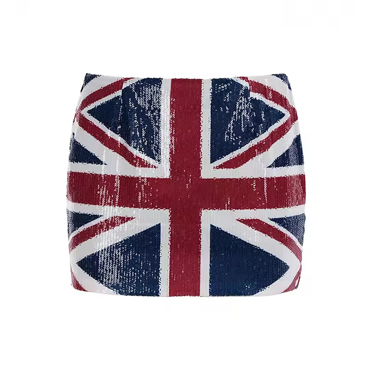 Women's punk gothic low waist shiny British flag print micro skirt waist skirt summer casual combination Jack sequin mini skirt