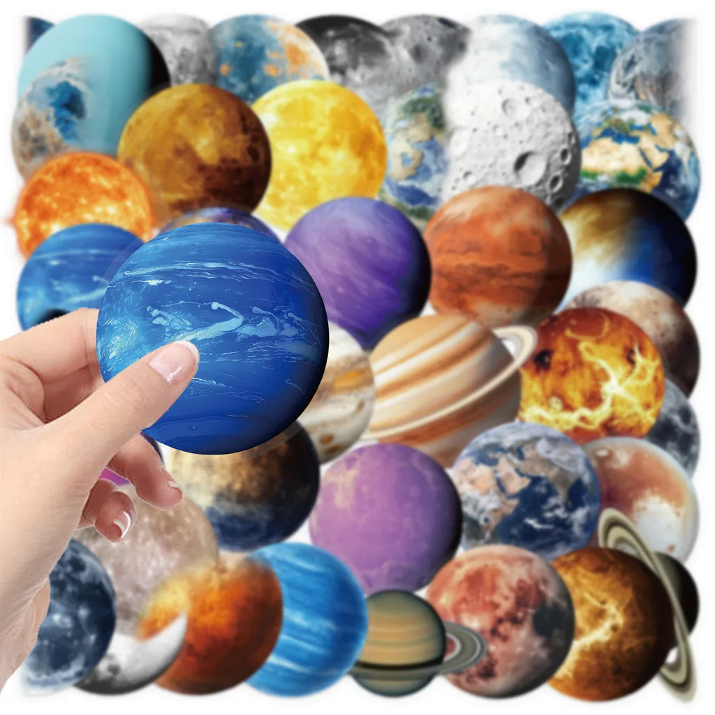 50PCS Cartoon Space Planets Graffiti Stickers for Bicycle Hand Account Pencil Case Decals