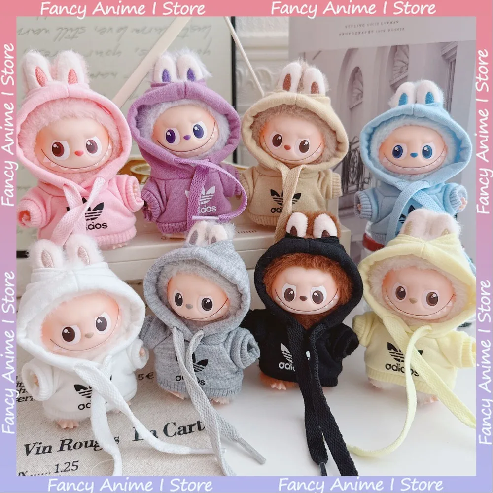 Für Mini Labubu 4,0 Plüsch Puppe Casual Mit Kapuze Pullover Sportswear Outfit für Liebe Serie Puppe Kleidung DIY Mode Zubehör Geschenk