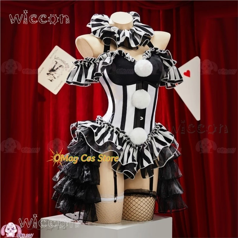 

cosplay full costumes and sets Adult Circus Scary Clown Black White Set Women Men Anime adult 코스튬 Carnival Outfit