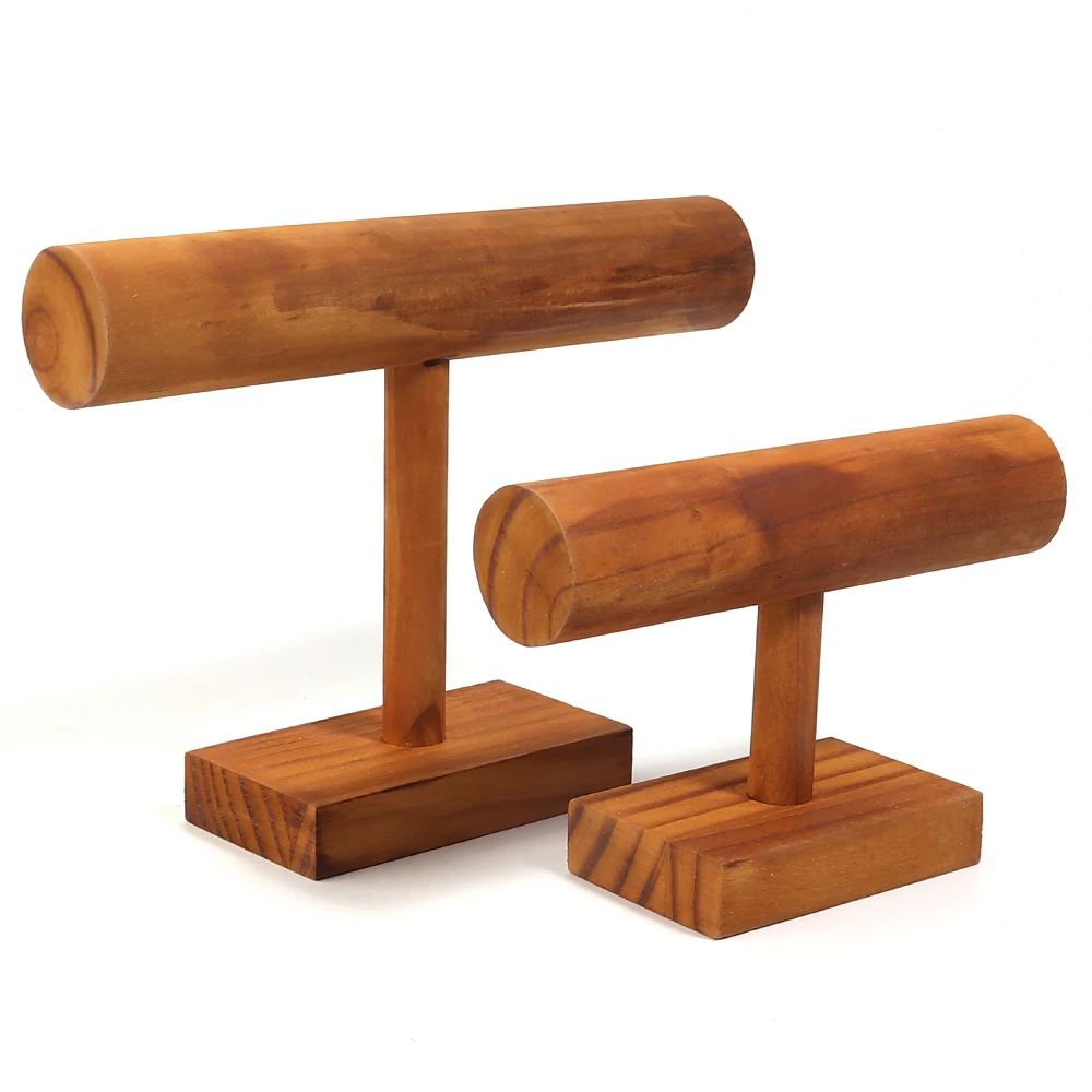 빈티지 소나무 목재 팔찌 진열대 홀더 원통형 팔찌 쇼케이스 주얼리 액세서리 보관함 1개