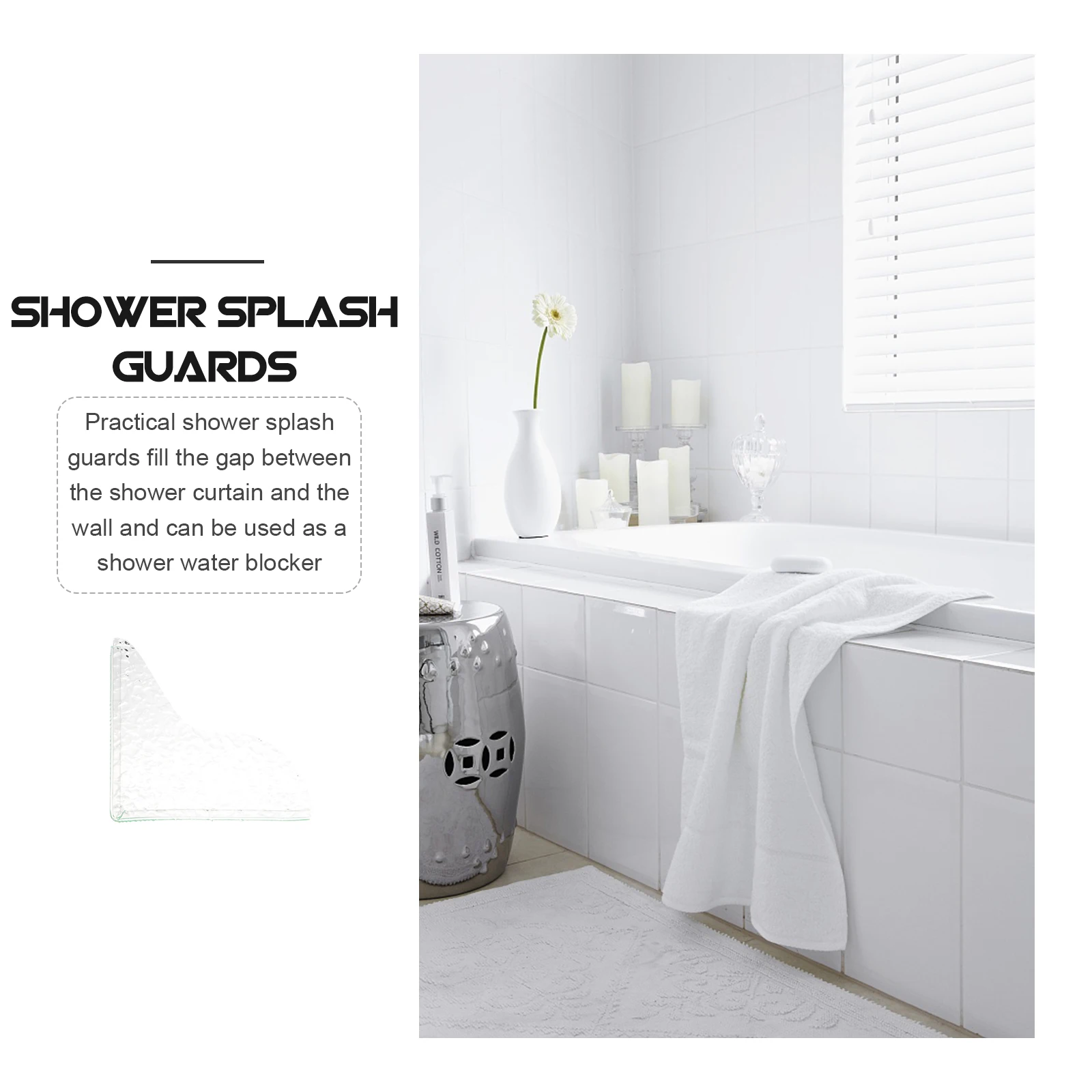 

2Pcs Shower Splash Guards Acrylic Water Barrier Leak Proof Shower Water Dam Blocker for Bathroom Tub Kitchen Floor Splash Guard