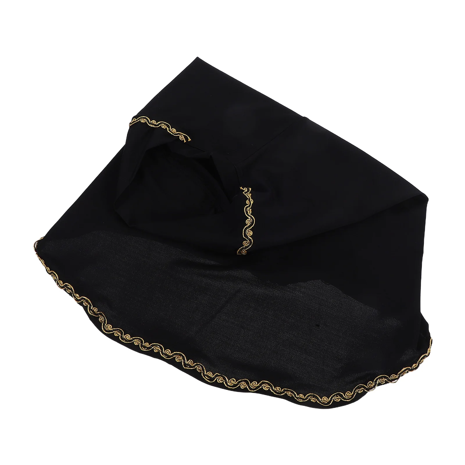 

Elegant Hijab Muslim Turban Under Scarf Solid Color Gold Trim Lightweight Breathable Chin Wrap Uv Protection Sport Headscarf