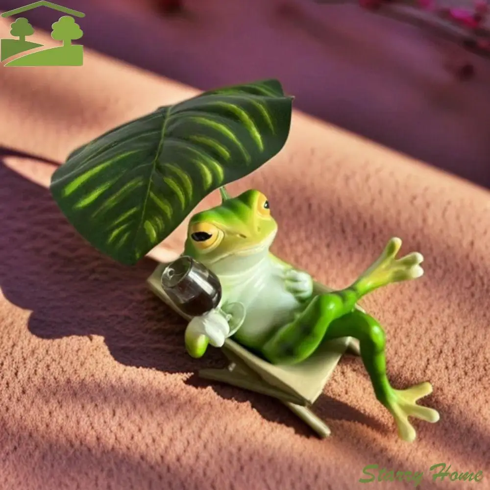 

Микропейзаж, смола, отпуск, украшение в виде лягушки, мультяшная милая садовая статуя лягушки с листом, водонепроницаемая скульптура животного, двор