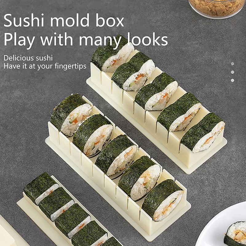 3pcs/set Sushi Maker Equipment Kit Plastic Kimbap Sushi Rolls Mold Round Square Heart-shaped Sushi Making Tools Cake Roll Mold