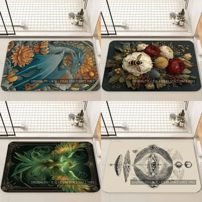 

Dragon & Floral Pattern Living Room Decoration Home Sofa Non-Slip Carpet Study Bedroom Tatami Children'S Soft Floor Mat