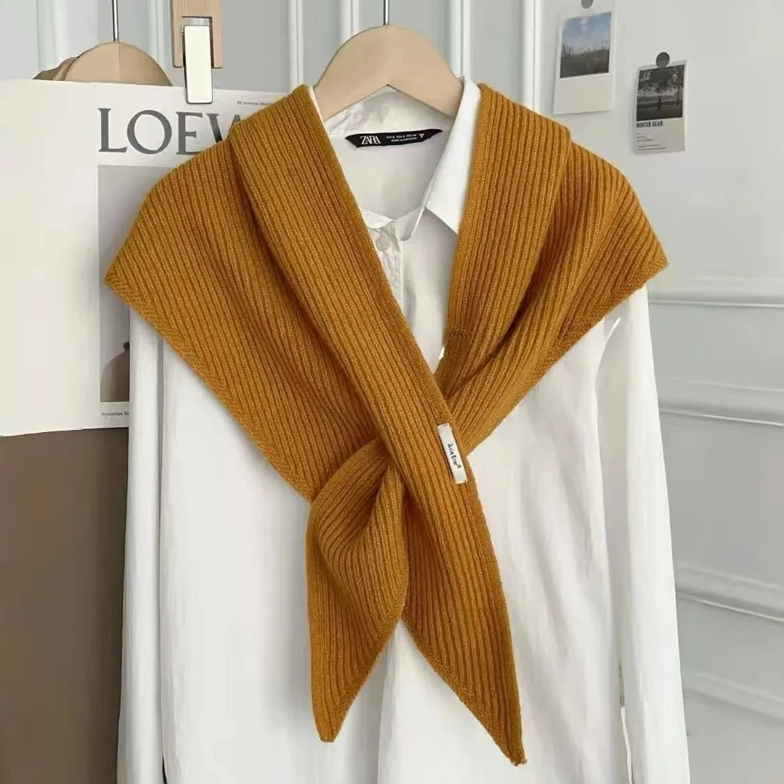 في المئة الصوف مثلث وشاح الشتاء الدفء شال متماسكة التفاف الرقبة غطاء الكتف لينة خفيفة الوزن الإكسسوارات #1