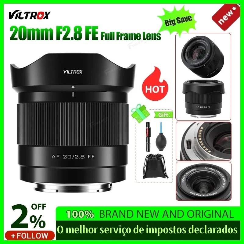 VILTROX 20mm F2.8 Camera Lens Full Frame Ultra Wide Angle Auto Focus VLOG Lens For Sony E A7C A6400 EV-Z10 Nikon Z Camera Z30 Z6