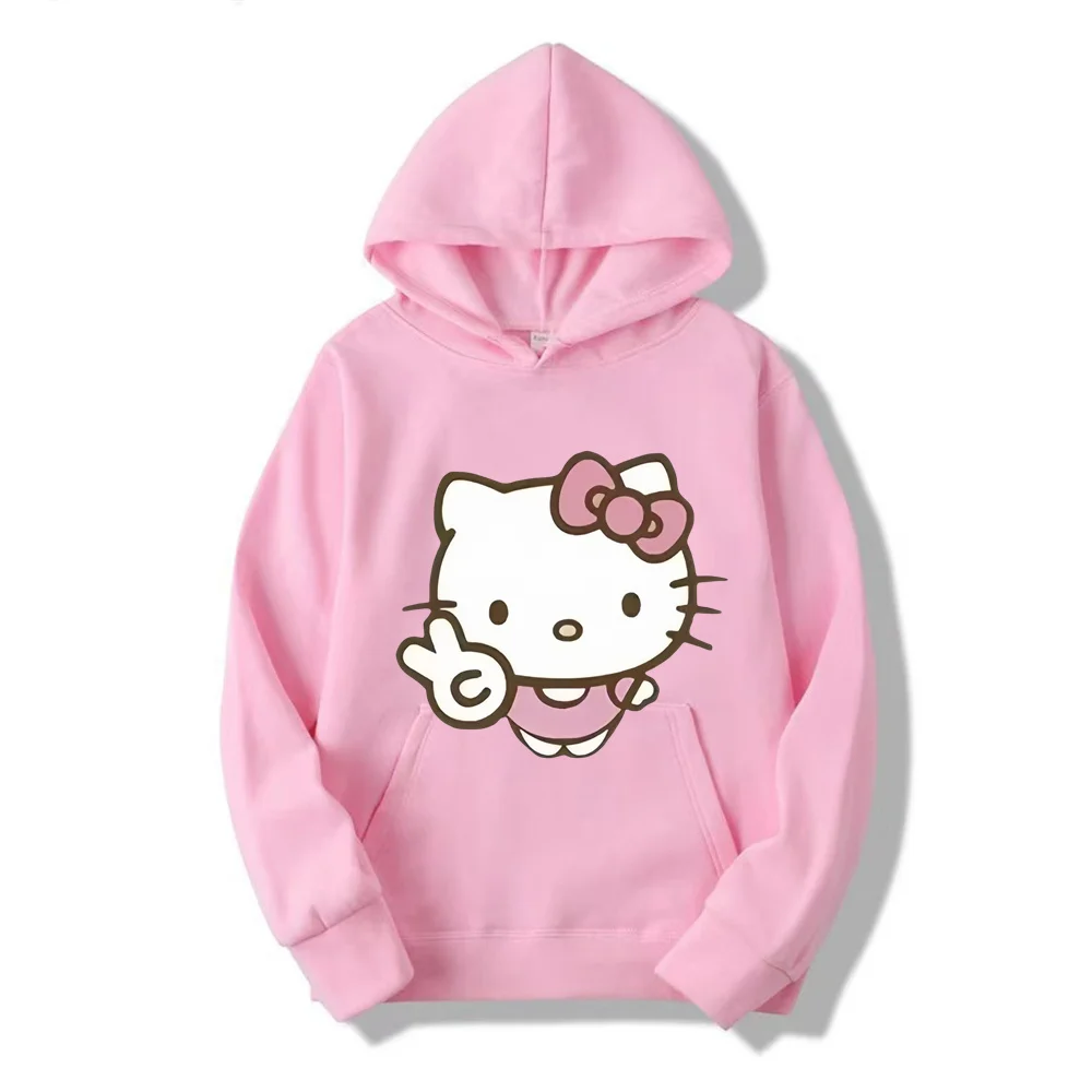 2024 New Hello Kitty Cartoon Family Women Hoodie Cartoon Anime Men Pullover 2024 New Spring Autumn Couple Sweatshirt Clothes Top