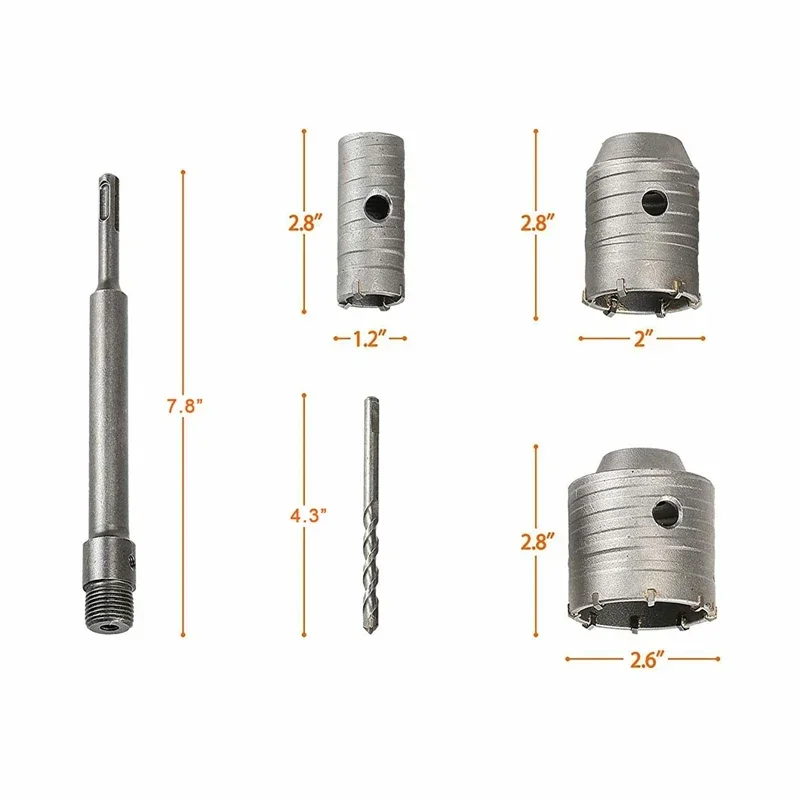 Imagem -06 - Sds Plus Shank Carbide Hole Cutter Pedra de Cimento de Concreto Kit de Broca de Parede Serra de Buraco de Parede Cimento Parede de Tijolo 30 mm 50 mm 65 mm
