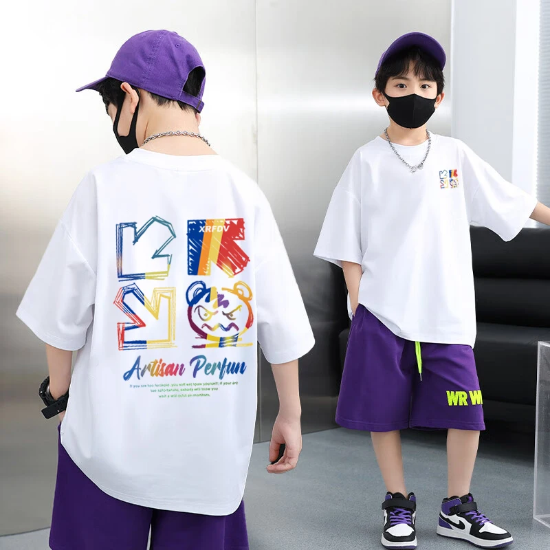 T-Shirt à Manches Courtes et Col Rond pour Enfant Garçon et Fille, Vêtement Streetwear Imprimé de Dessin Animé, Nouvelle Collection Été 2023