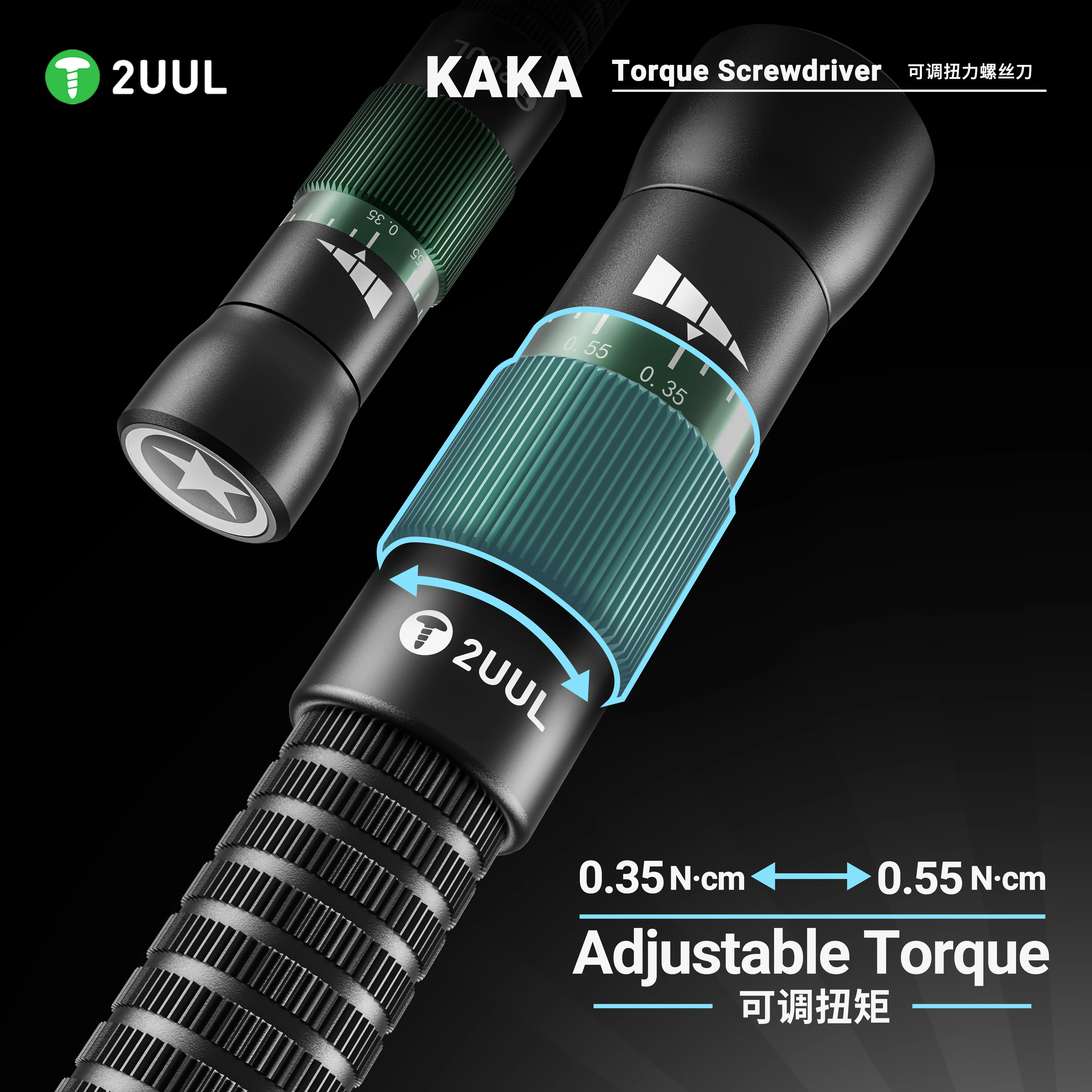 2UUL KAKA Adjustable Torque Screwdriver for Cell Phone Repair Tail Plug & Motherboard Screw Removal 0.8 0.6 1.2 Sizes