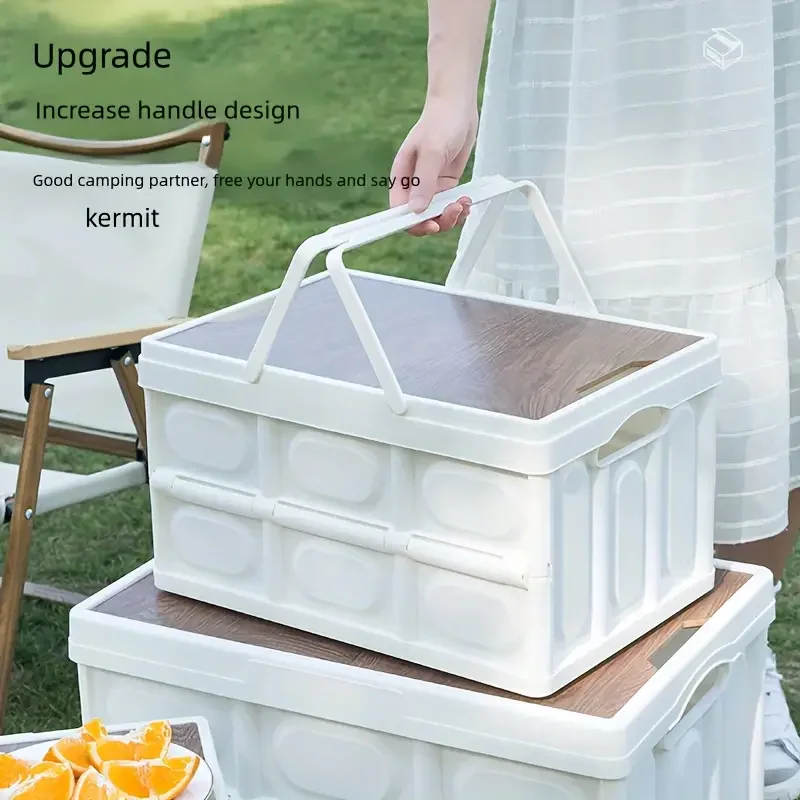 1 Outdoor Camping Storage Box With Handle, 15L Foldable Storage Box, Portable Camping And Picnic Storage Box, Car Luggage