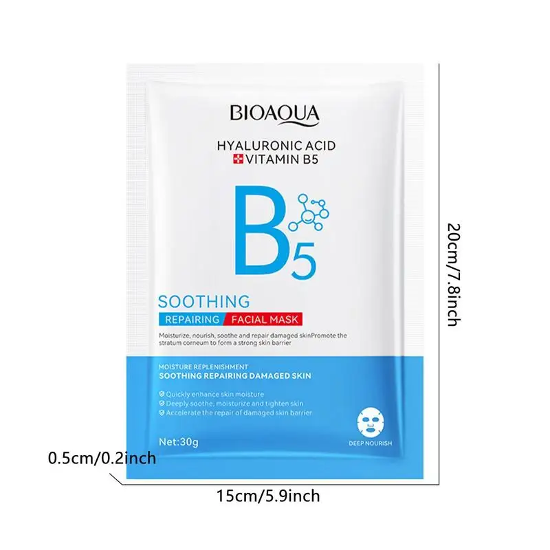 Mascarilla Facial Natural con vitamina B5, cuidado Facial para mujer, hoja de cuidado de la piel y hoja de exfoliación Facial, piel brillante