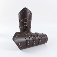 2pc/pcs  Men Medieval Cosplay Leather Armor Arm Warmers Lace-Up Viking Pirate Knight Gauntlet Wristband Bracer Steam Punk
