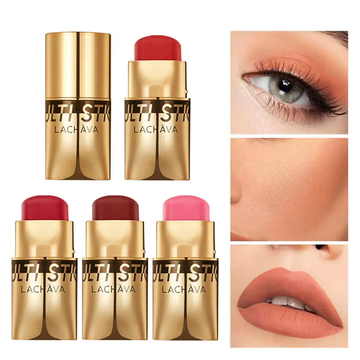 Blush Stick Berry 3 in 1, impermeabile, vantaggi per la correzione del colore, trucco multifunzionale per guance, occhi, labbra