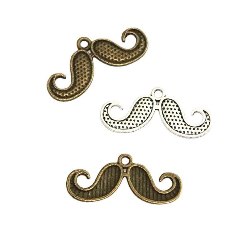 60Pcs 13.6*30MM Vintage Moustache Charms For Jewelry Making Antique Silver Plated Bronze Color Beard Pendants Diy Accessories