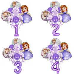 11pcs Princess Sofia Girl Birthday three Party Decoration Foil palloncini ad elio Baby Shower lattice gonfiabile Globos Decor giocattoli per bambini